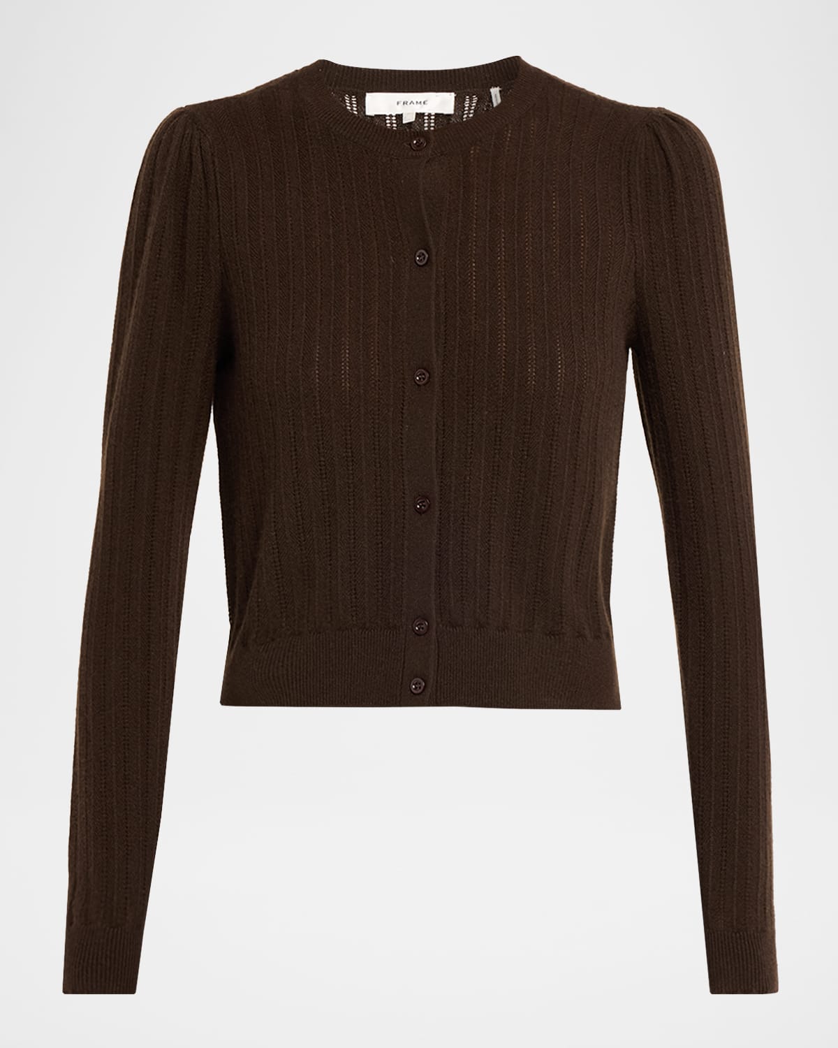 Frame The Ladder Pointelle Cashmere Cardigan In Black