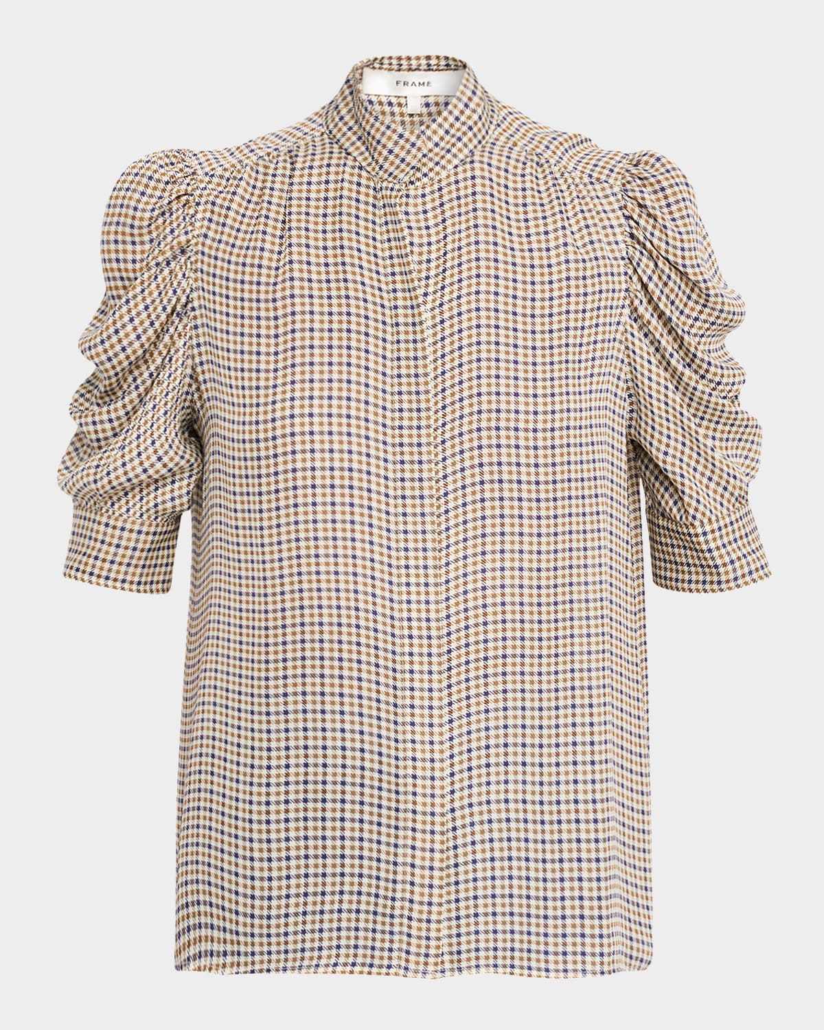 Frame The Houndstooth Silk Blouse In Gold