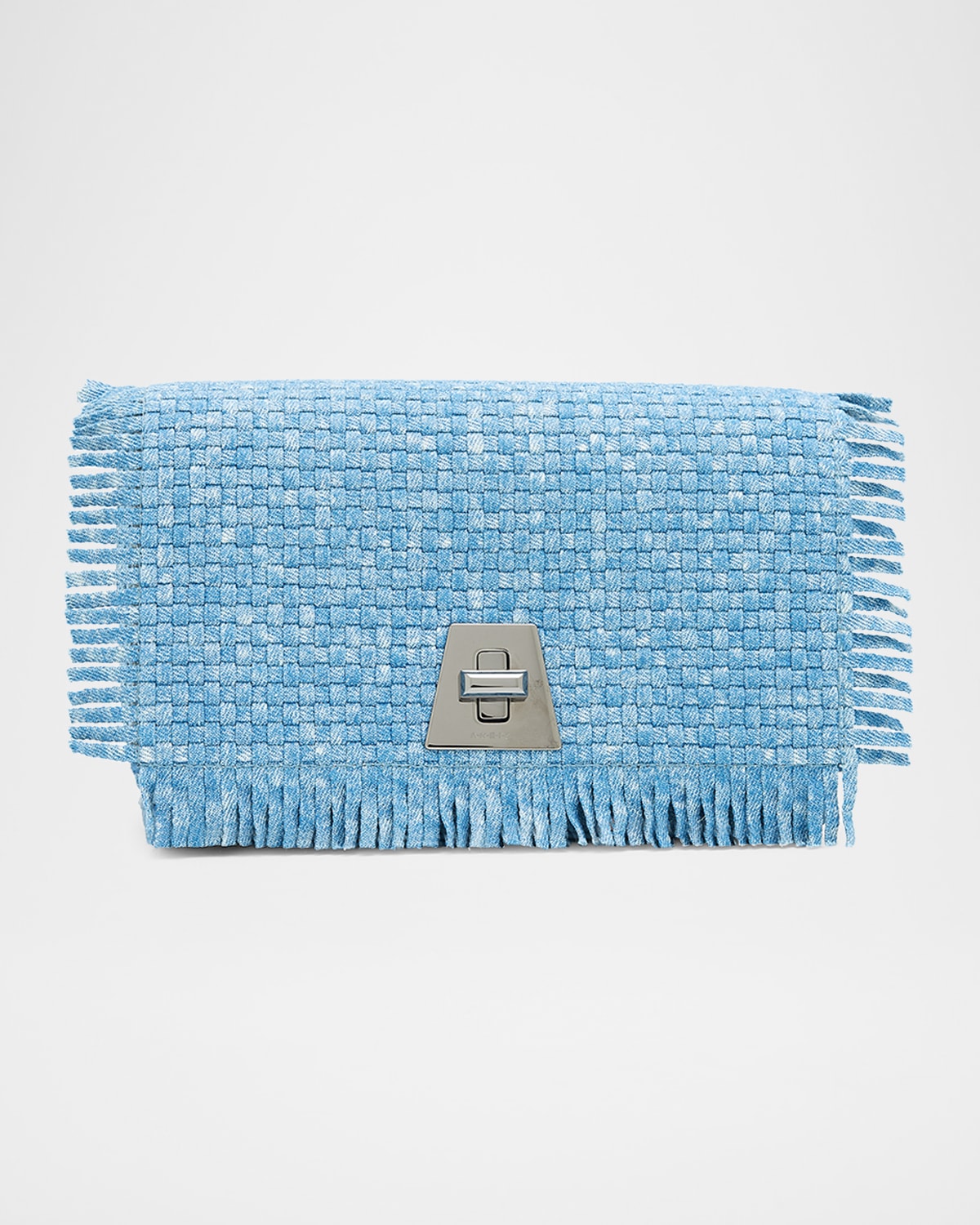Akris Anouk Fringed Woven Cotton Twill Clutch Bag