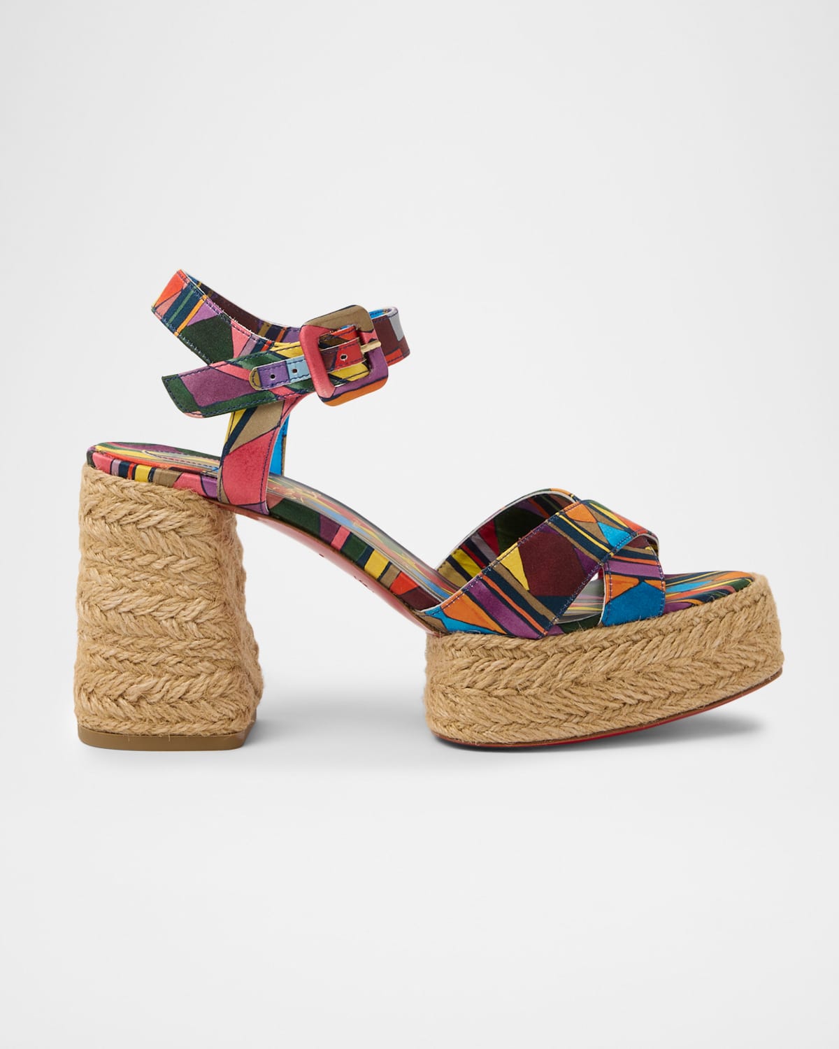 Christian Louboutin 85mm Calakala Geometric Platform Espadrille Sandals In Multi