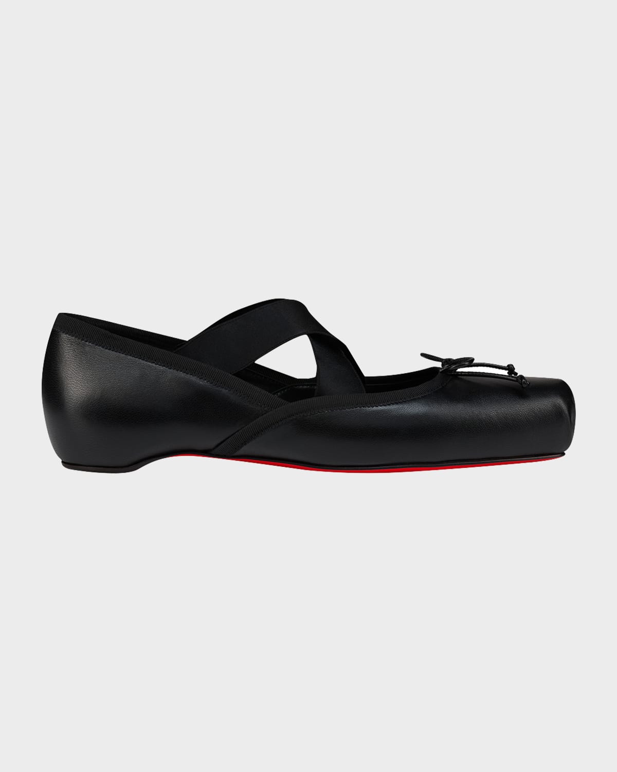 Christian Louboutin Cassiasticina Leather Ballerina Flats In Black