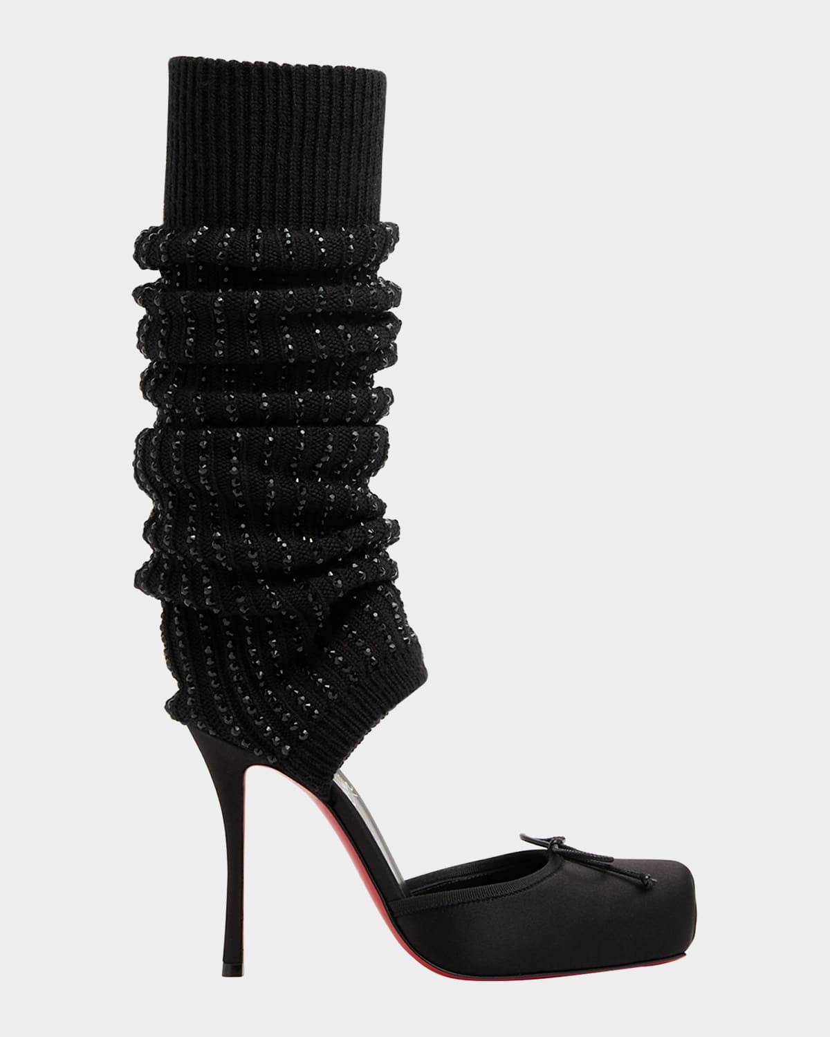 Christian Louboutin 110mm Cassia Annmac Satin Leg Warmer Pumps In Black