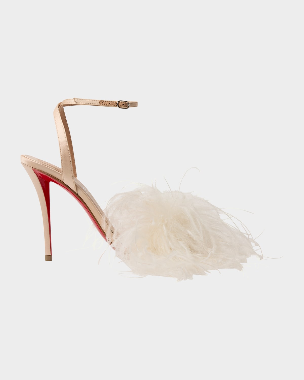 Christian Louboutin 100mm Miss Z Poupi Silk Feather Pumps In White