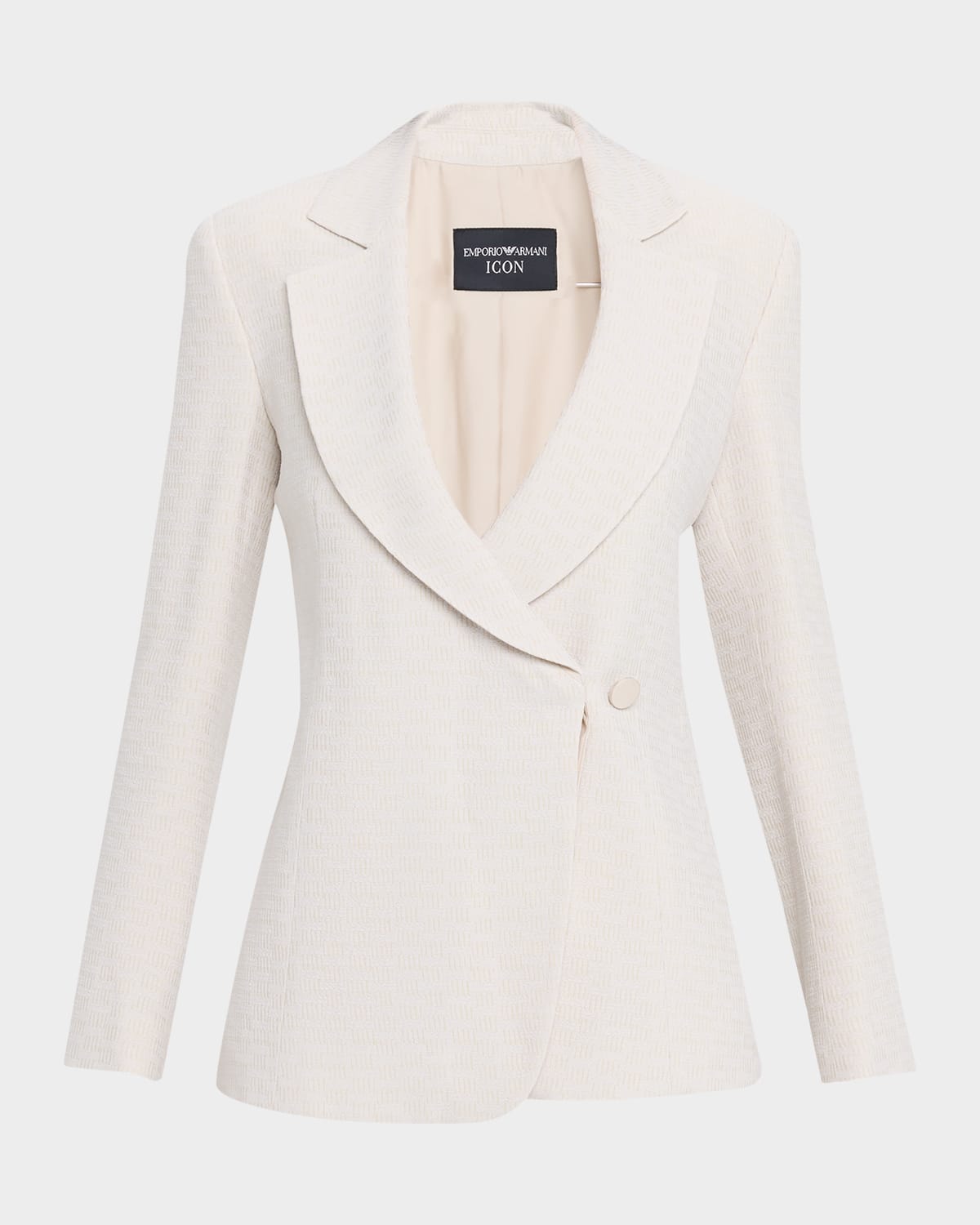 Emporio Armani Single-button Armure Blazer In White