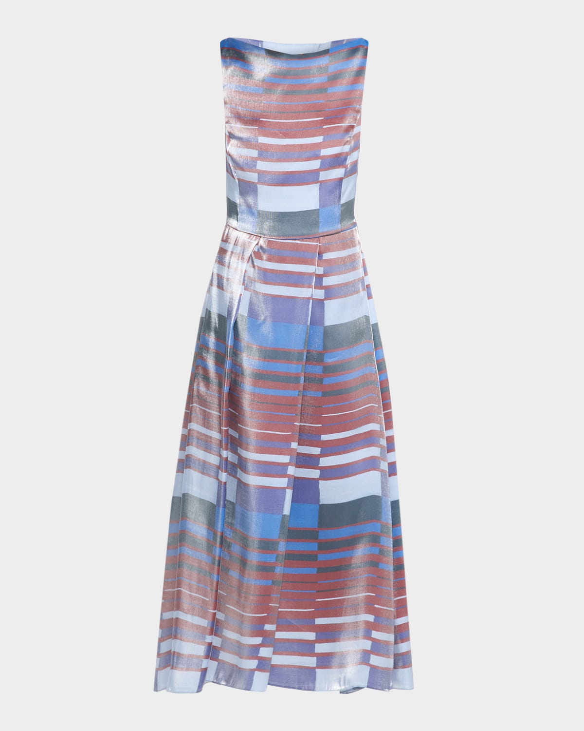 Emporio Armani Sleeveless Pleated Geometric-Print Midi Dress