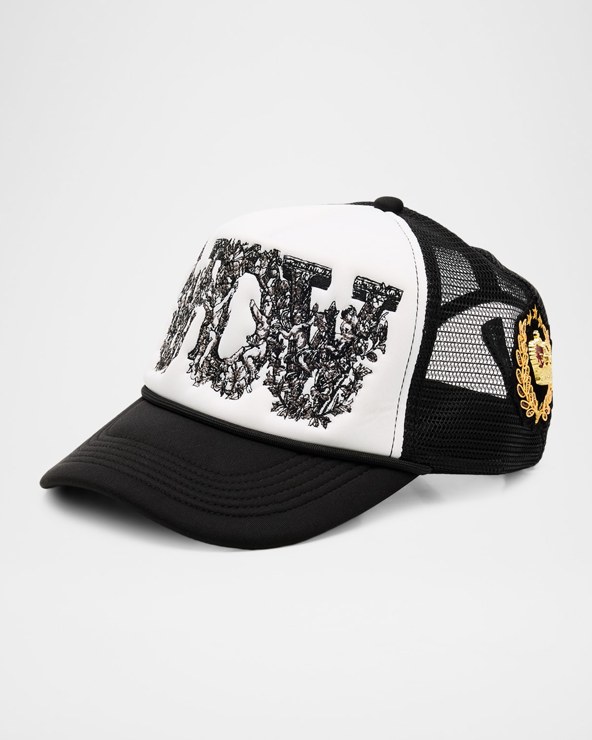 Who Decides War Men's Baroque Embroidered Trucker Hat In Black