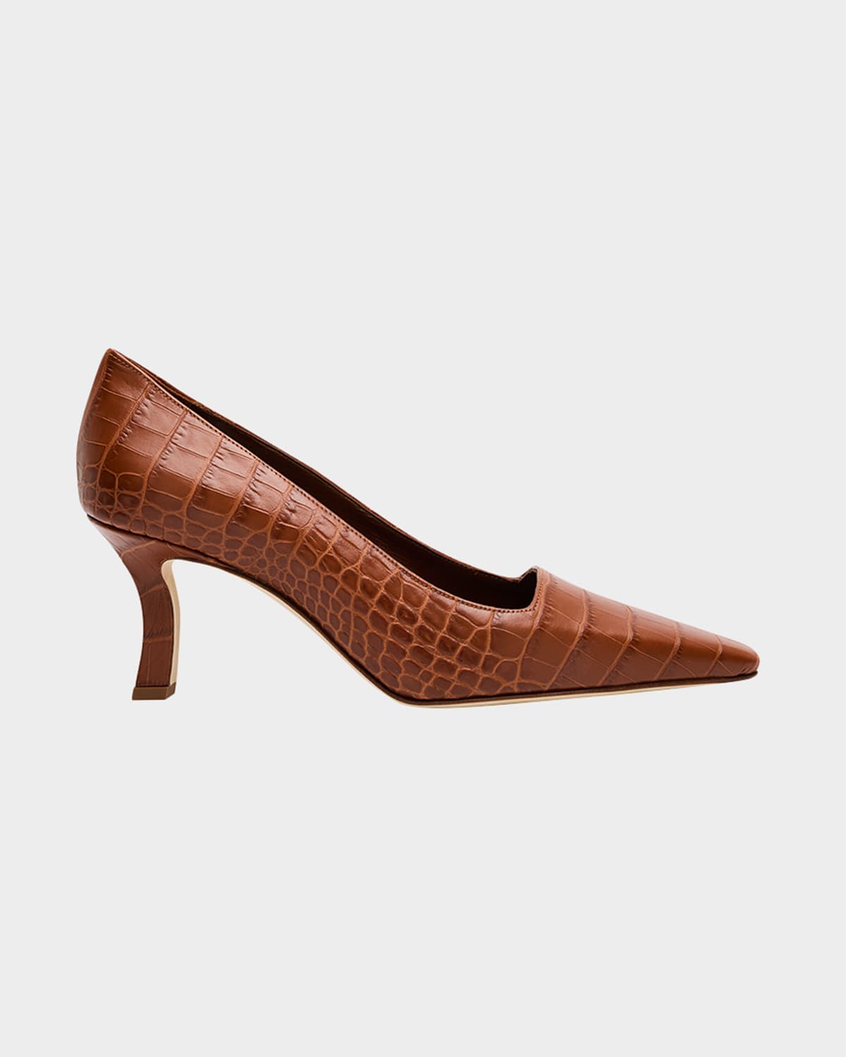 Manolo Blahnik Moiralo Croc-embossed Leather Pumps In Brown