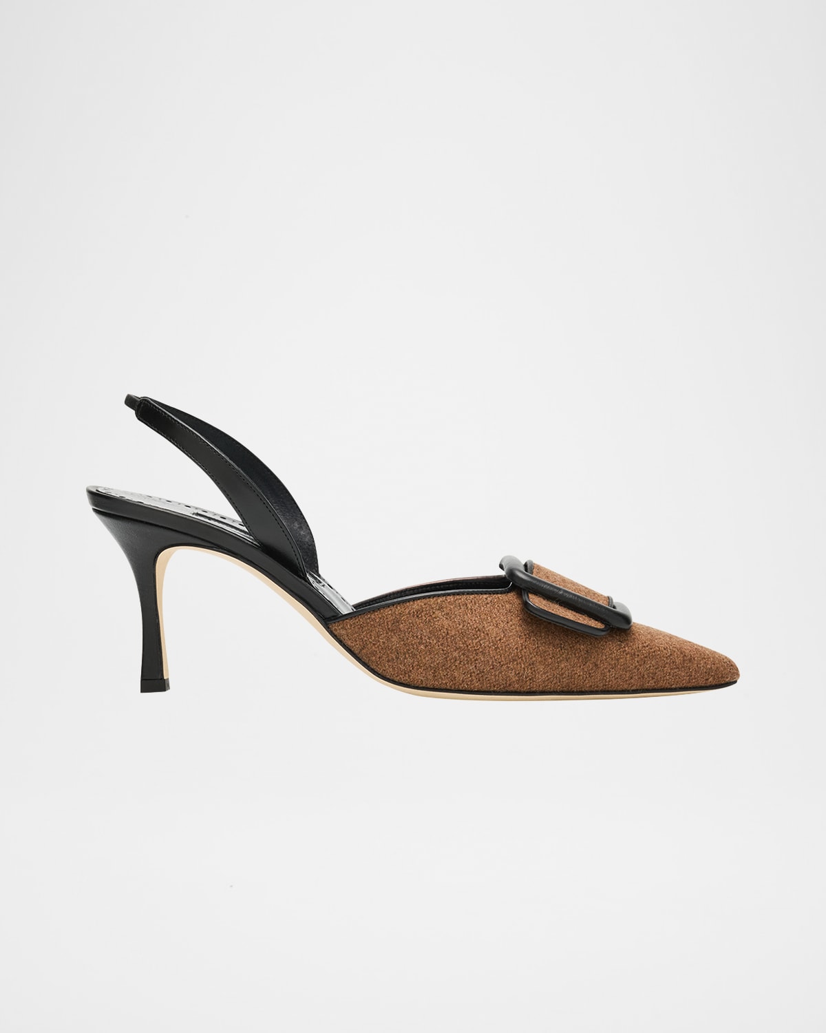 Manolo Blahnik Mayslibi Wool Buckle Slingback Pumps In Multi