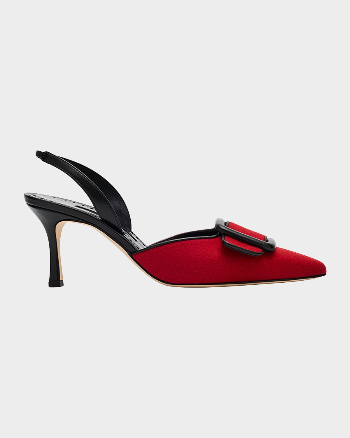 Manolo Blahnik Mayslibi Wool Buckle Slingback Pumps In Red