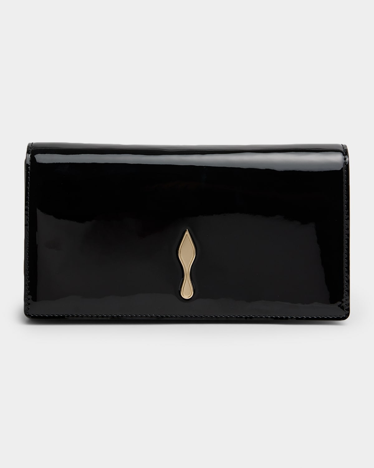 Christian Louboutin Rectangular Patent Clutch Featuring Chain Strap In Black