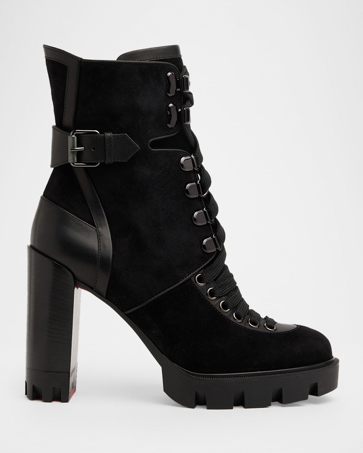 Christian Louboutin 100mm New Macademia Mixed Leather Ankle Boots In Brown