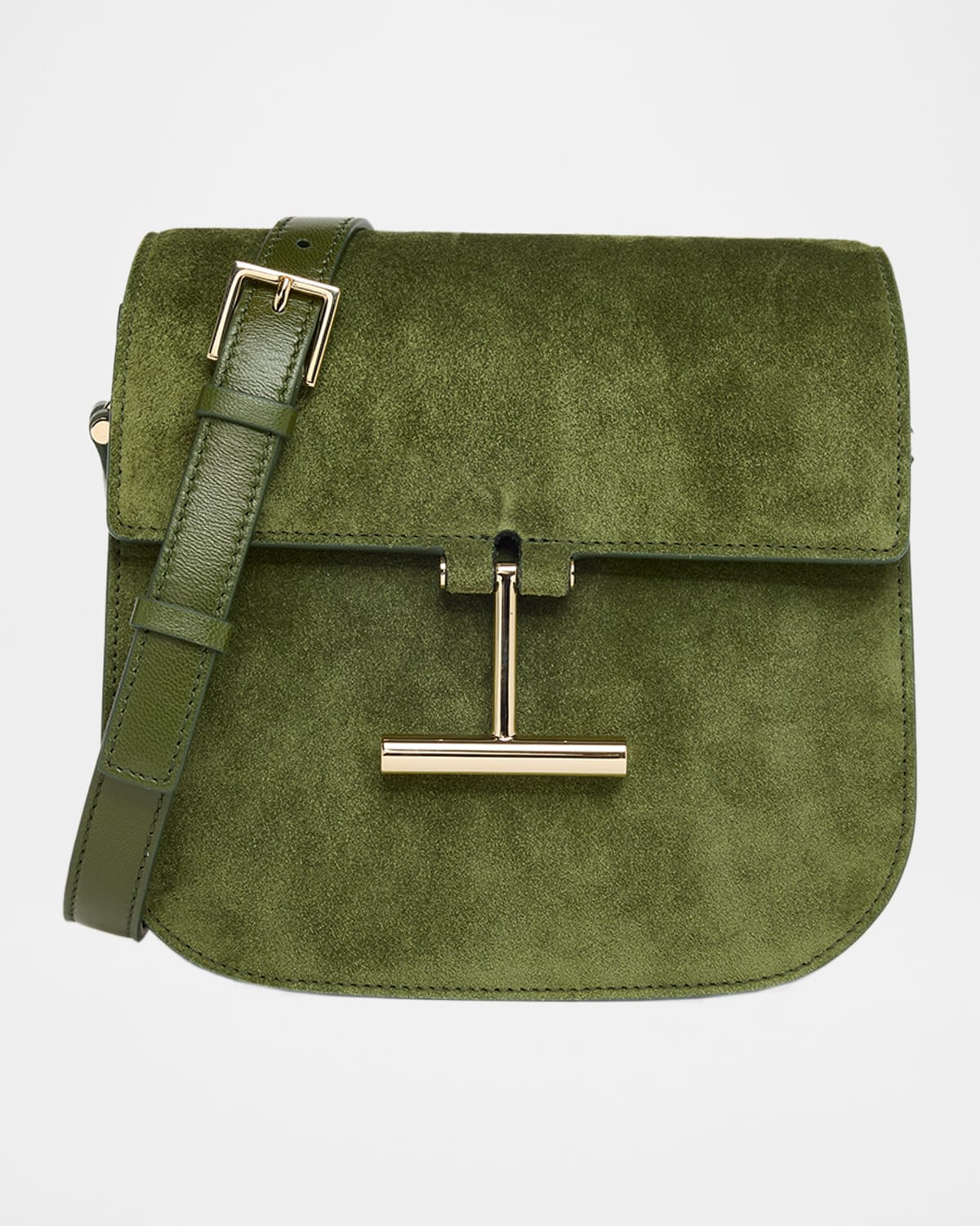 Tom Ford Tara Mini Crossbody Bag In Suede In Green