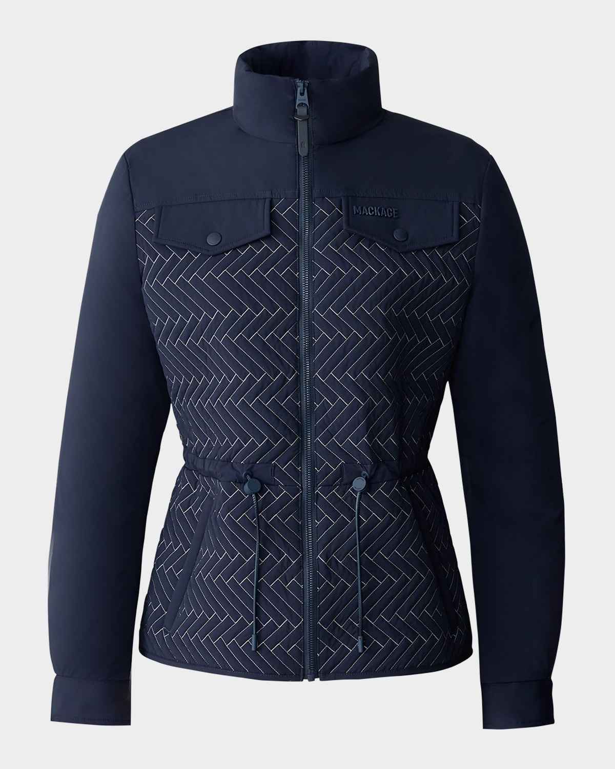 Mackage Chevron Quilted Lightweight Down Jacket In Blue