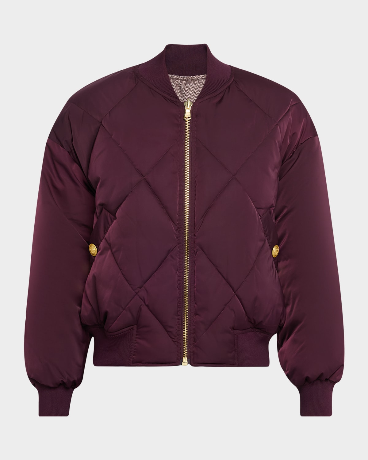 L Agence Violeta Reversible Quilted Puffer Bomber Jacket