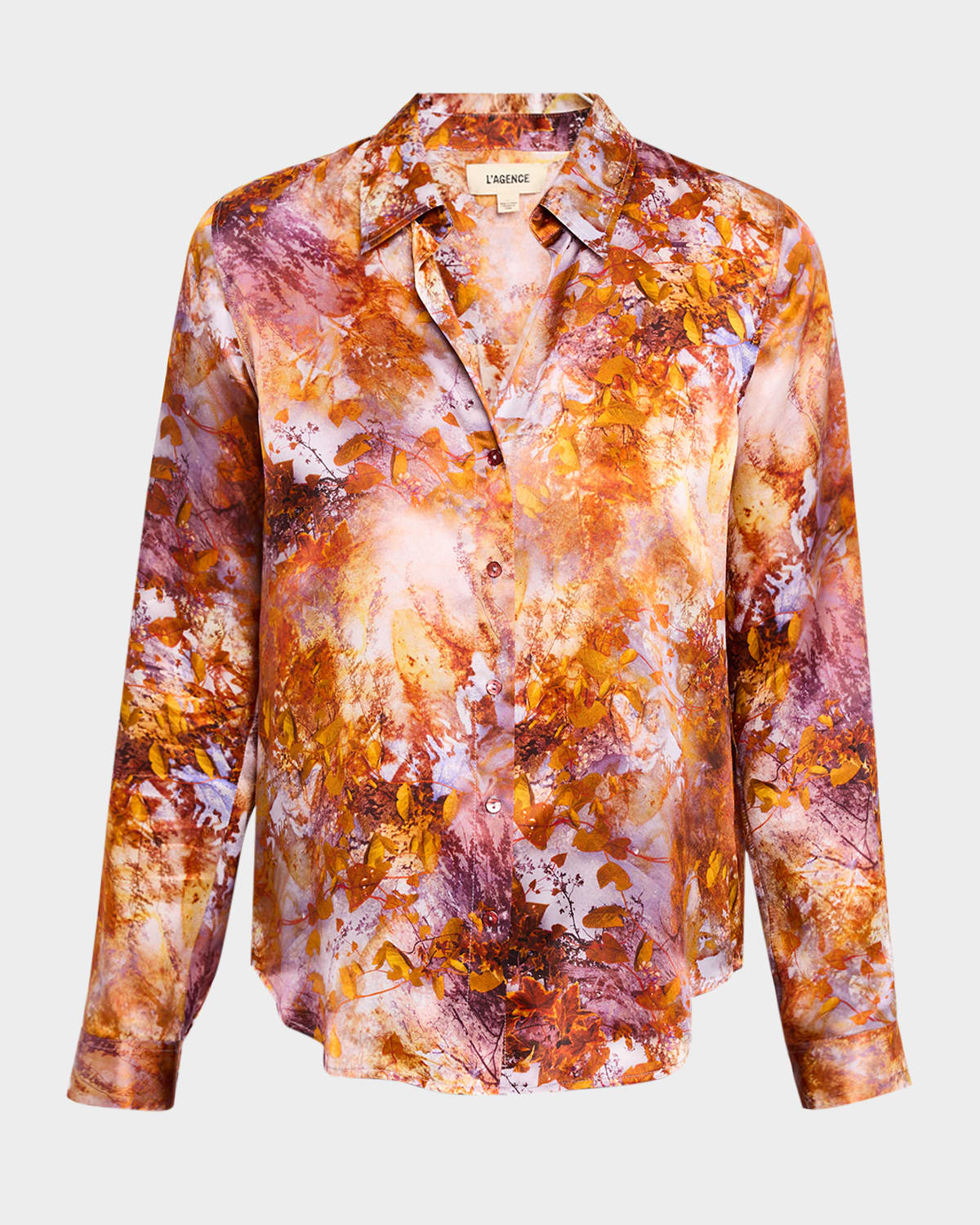 L Agence Tyler Silk Button-front Blouse In Multi