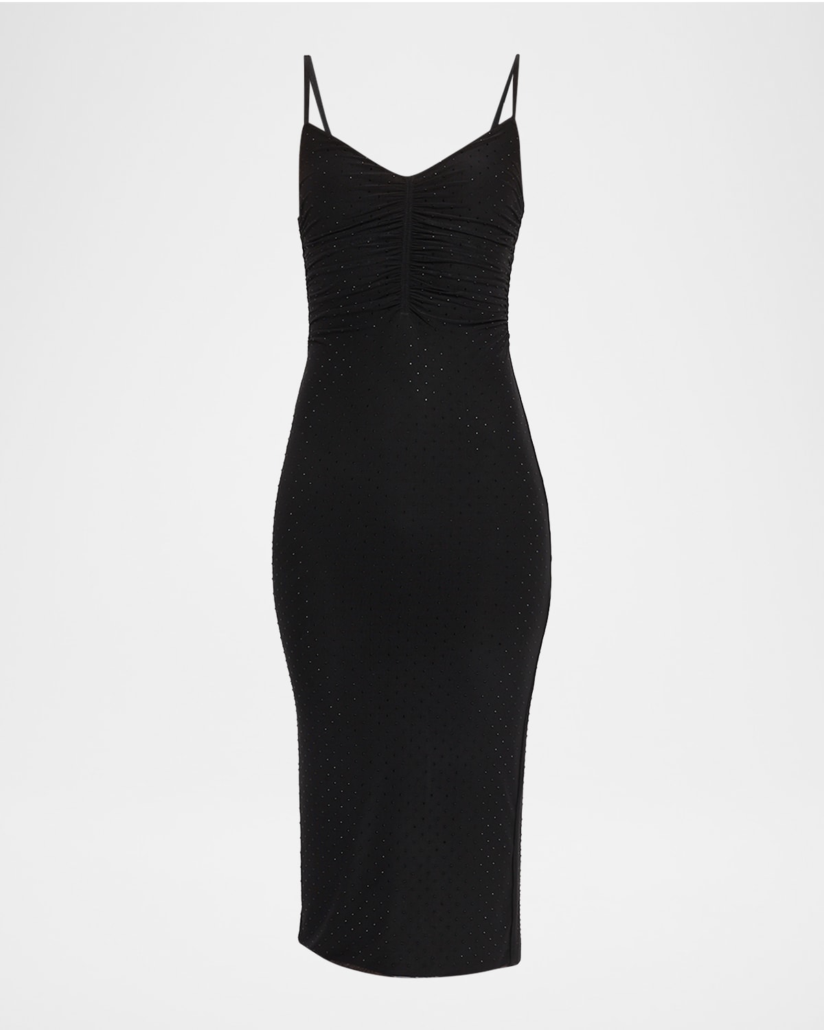 L Agence Narissa Embellished Shirred Midi Dress In Black