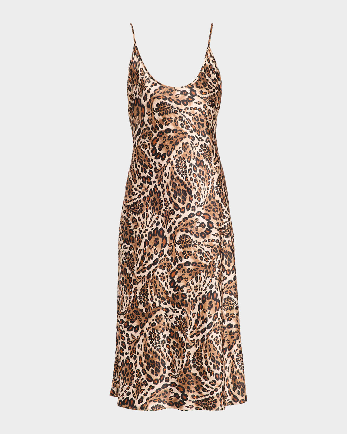 L Agence Chalia Leopard-print Silk Slip Dress In Brown