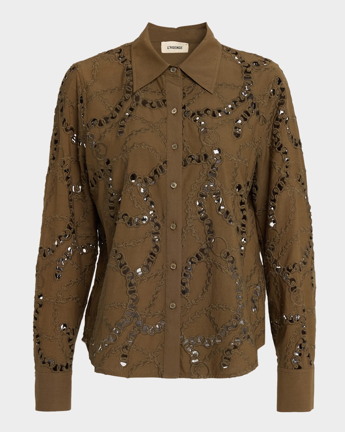 L'agence Ellery Eyelet Blouse In Green