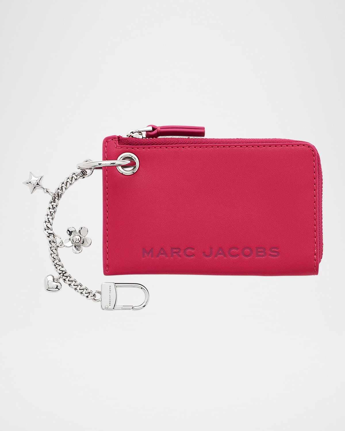 Marc Jacobs Zip Wallet With Keyring And Metal Charm In Pink