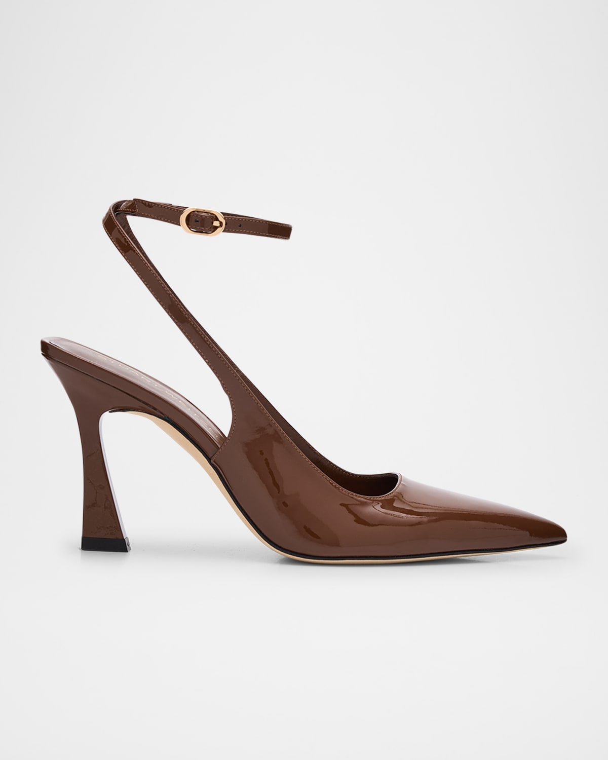 Stuart Weitzman Vinnie Patent Leather Ankle-strap Pumps In Brown