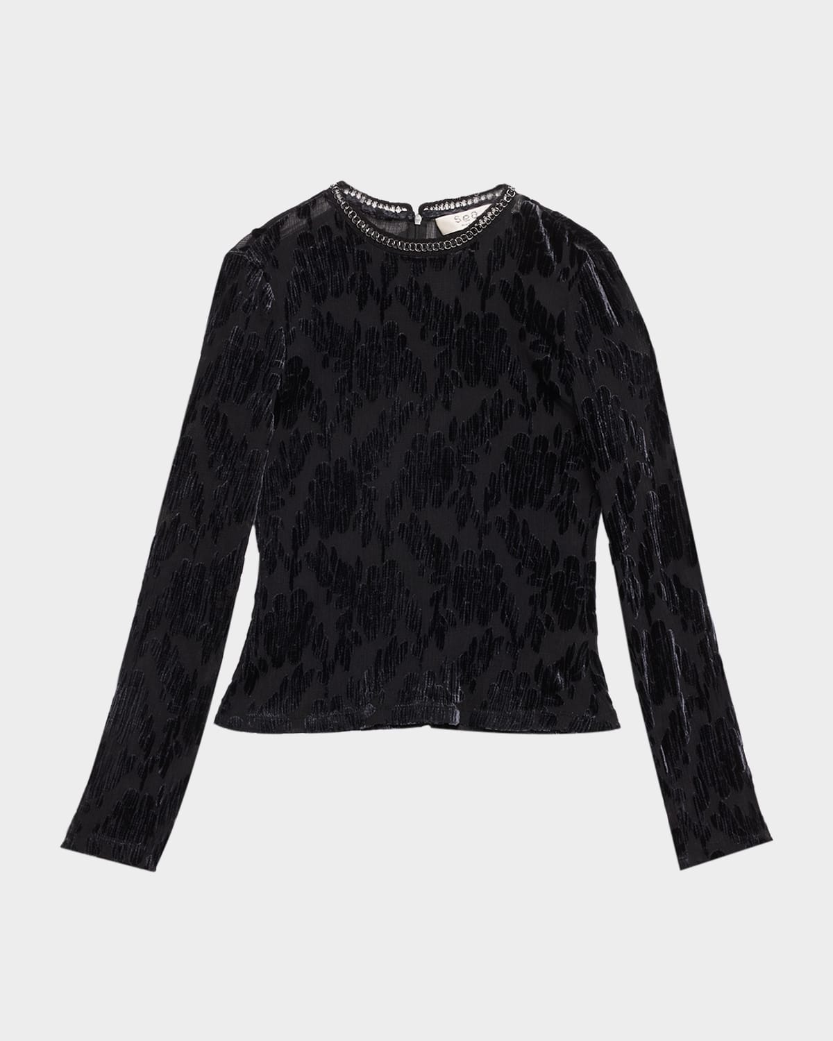 Sea Regine Long-sleeve Burnout Top In Black
