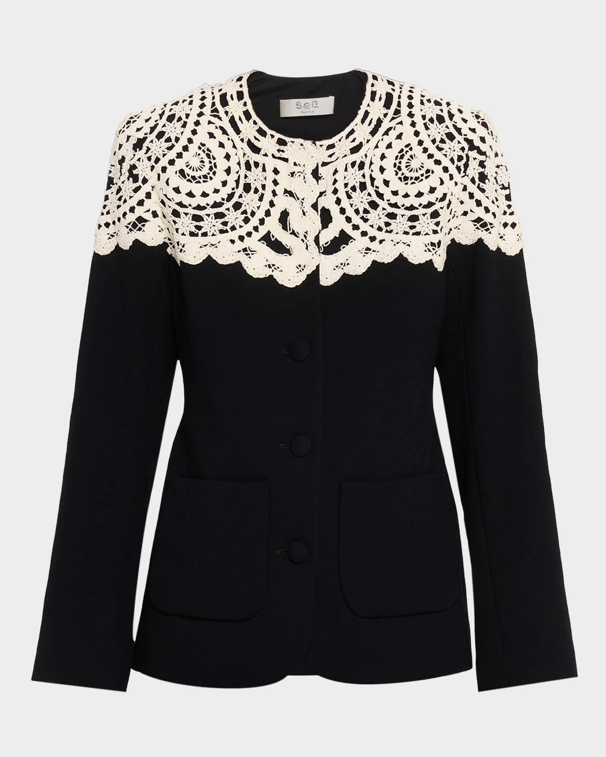 Sea Nara Crochet Jacket In Black