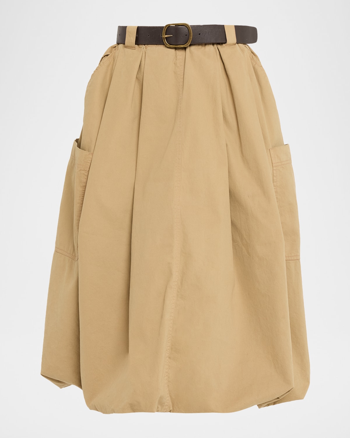 Sea Sullivan Belted Bubble Midi Skirt In Brown