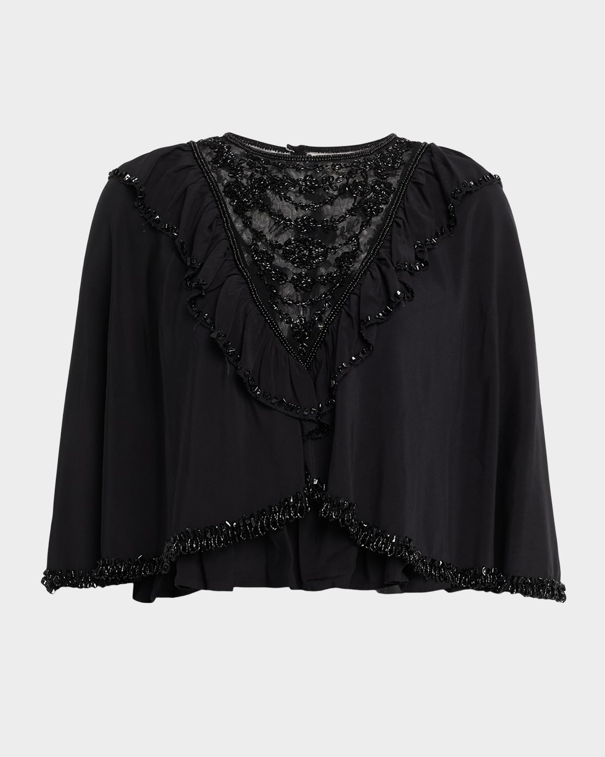 Sea Shanna Beaded Lace Cropped Blouse In Black