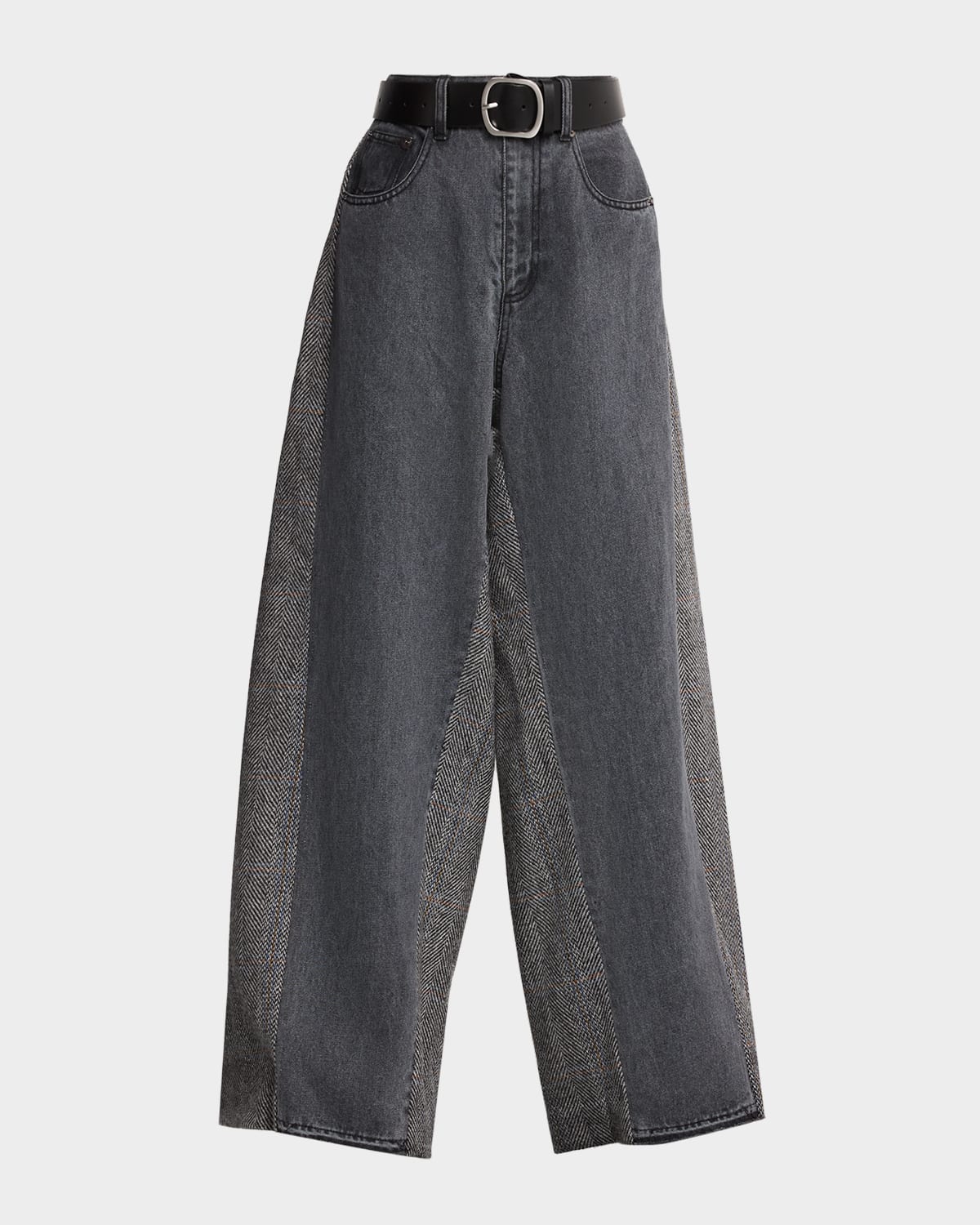 Sea Eleni Belted Combo Jeans In Gray