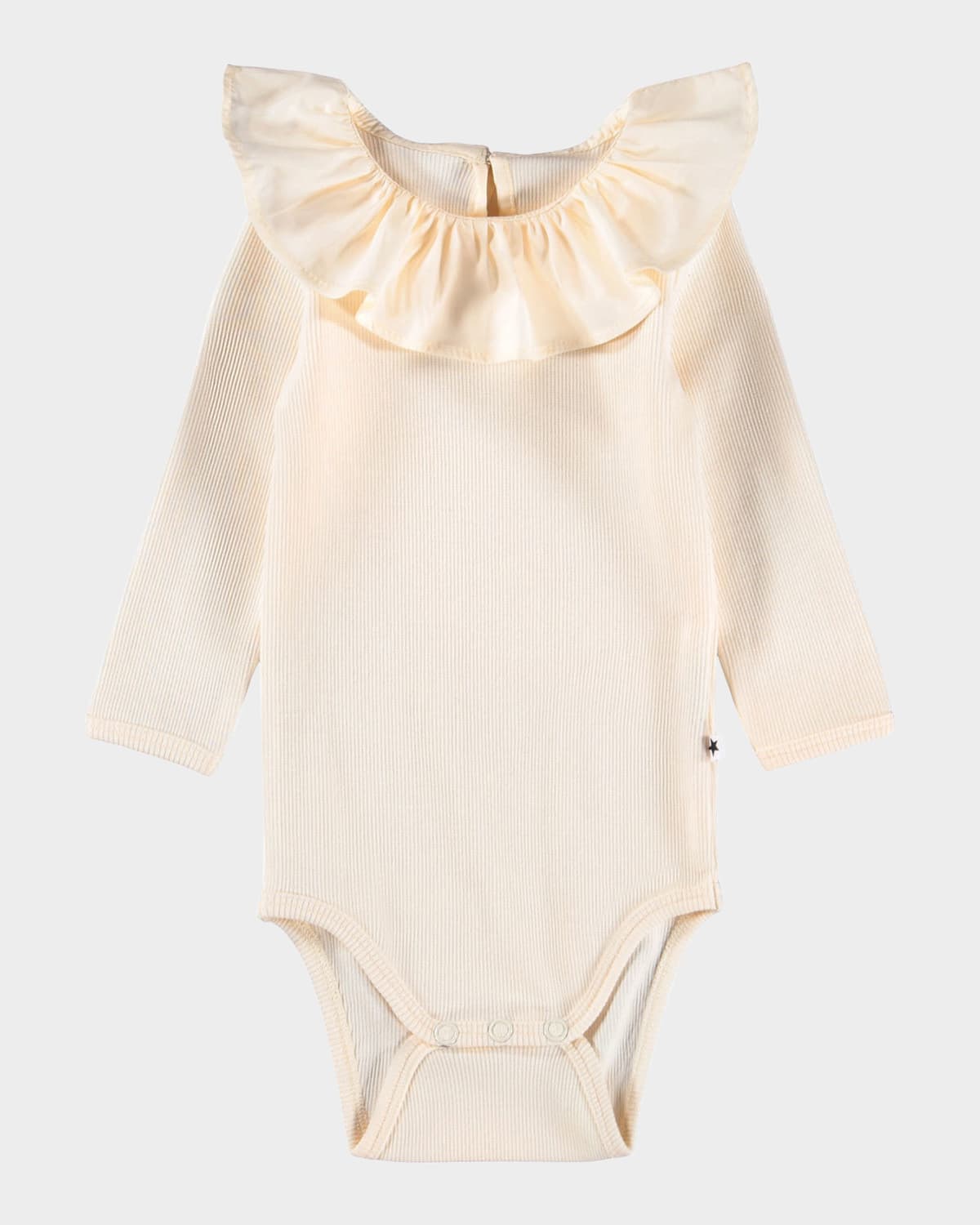 Molo Girl's Faye Ruffle-collar Bodysuit In Neutral