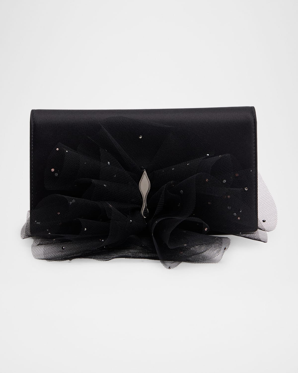 Christian Louboutin Bettina Tulle-Embellished Clutch Bag in Satin Crepe