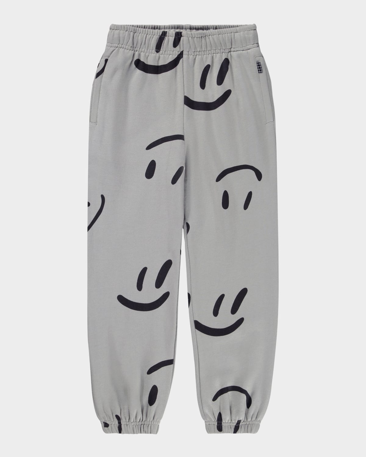 Molo Boy's Adan Smiley-print Cotton Jogger Pants
