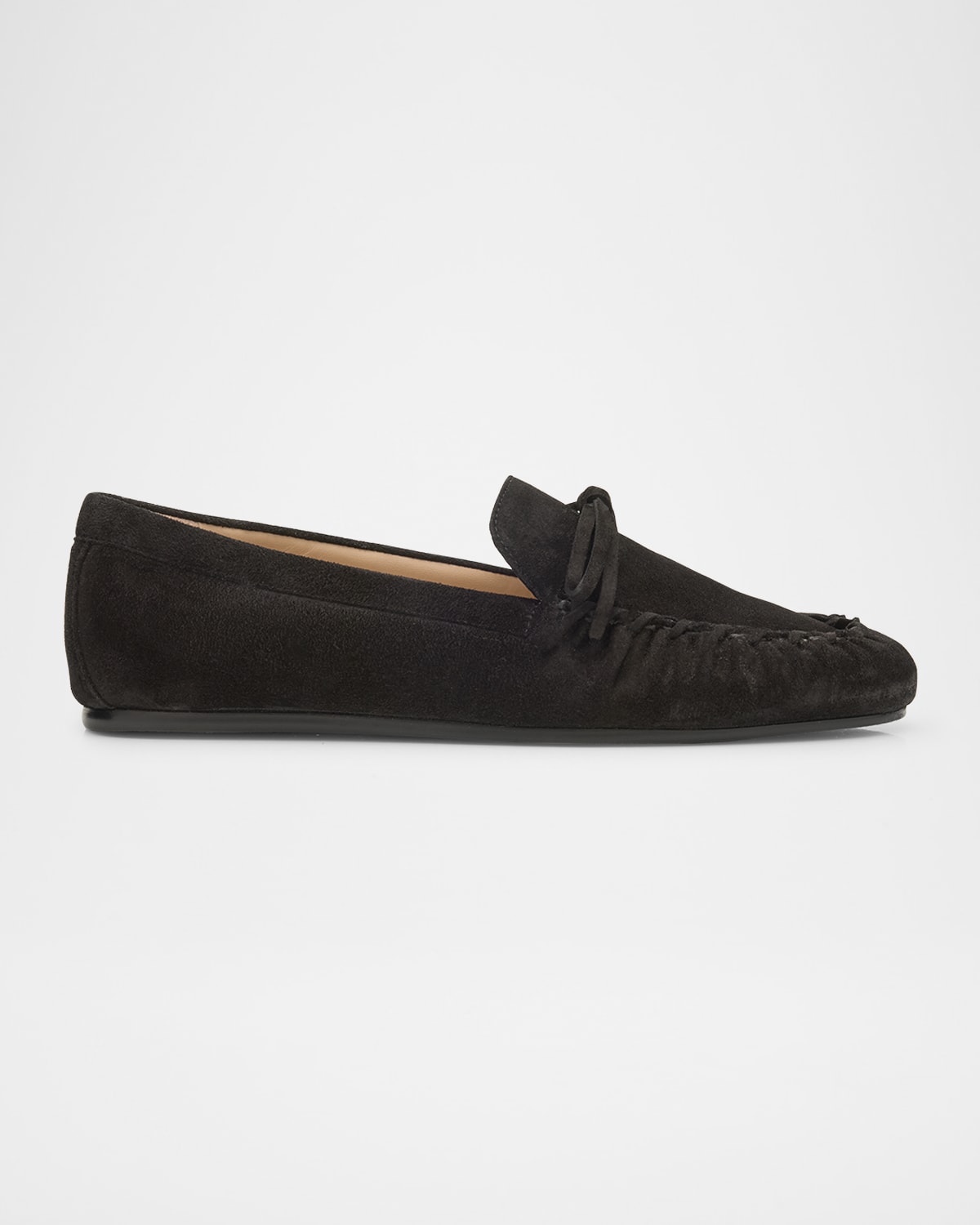 Stuart Weitzman Britt Bow Suede Loafers In Black