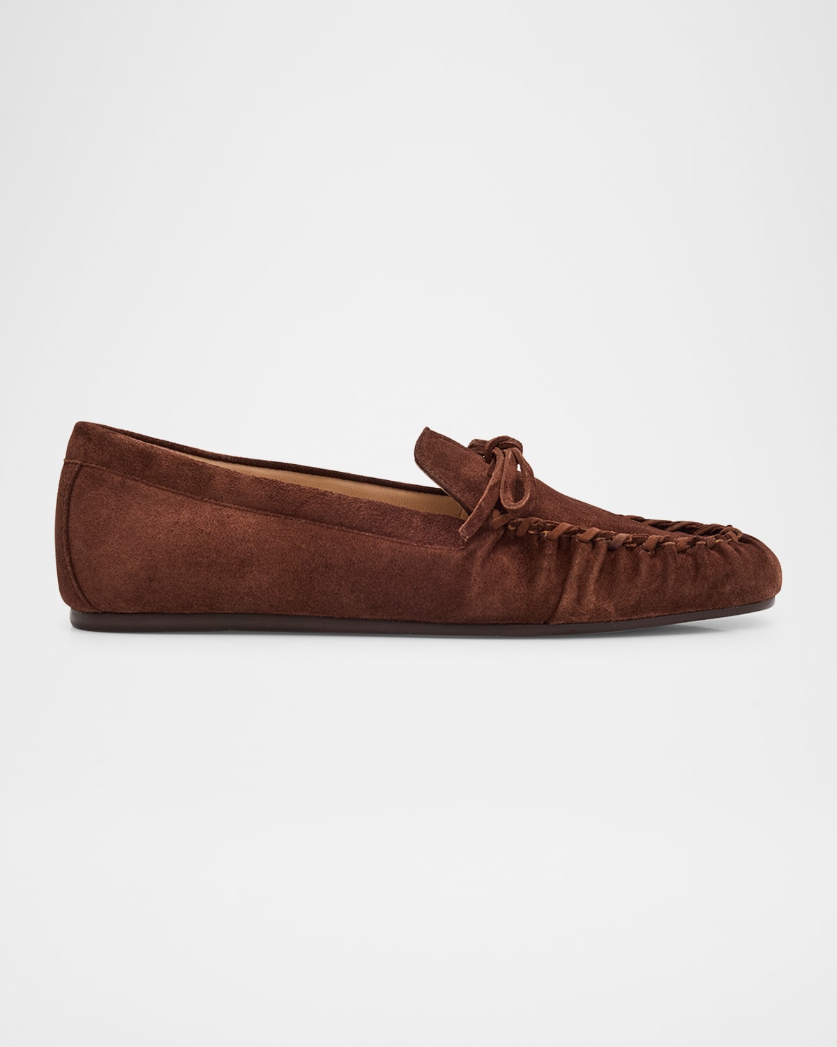 Stuart Weitzman Britt Bow Suede Loafers In Brown