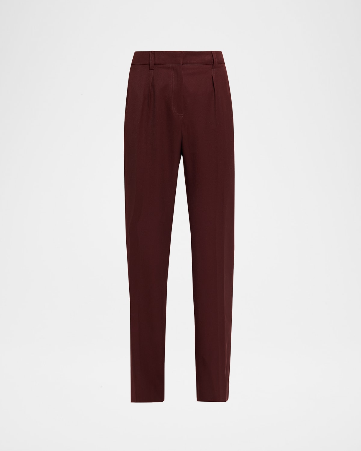 Max Mara Cannes Pleated Straight-leg Wool Pants In Red