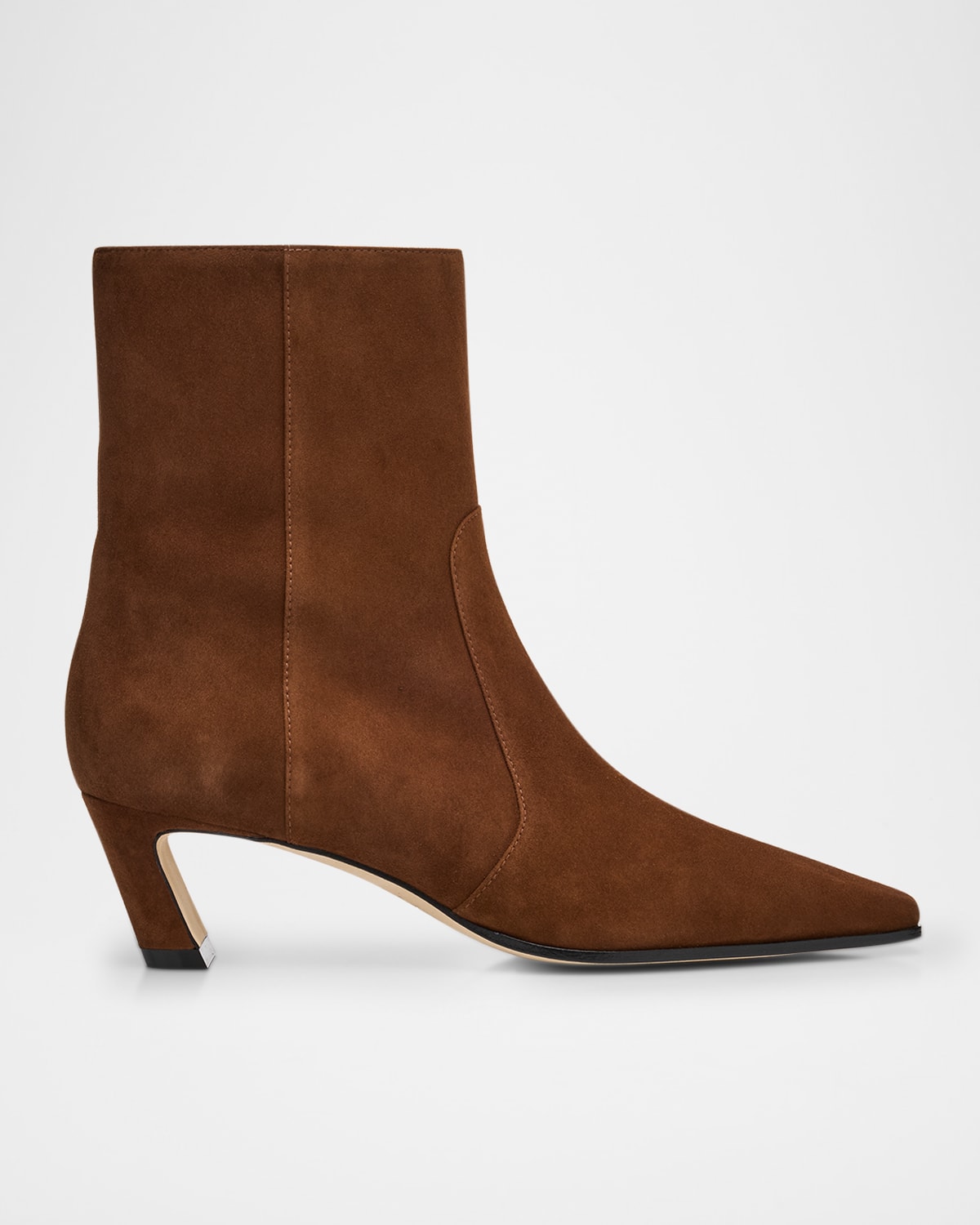 Stuart Weitzman Stassi Suede Zip Booties In Brown