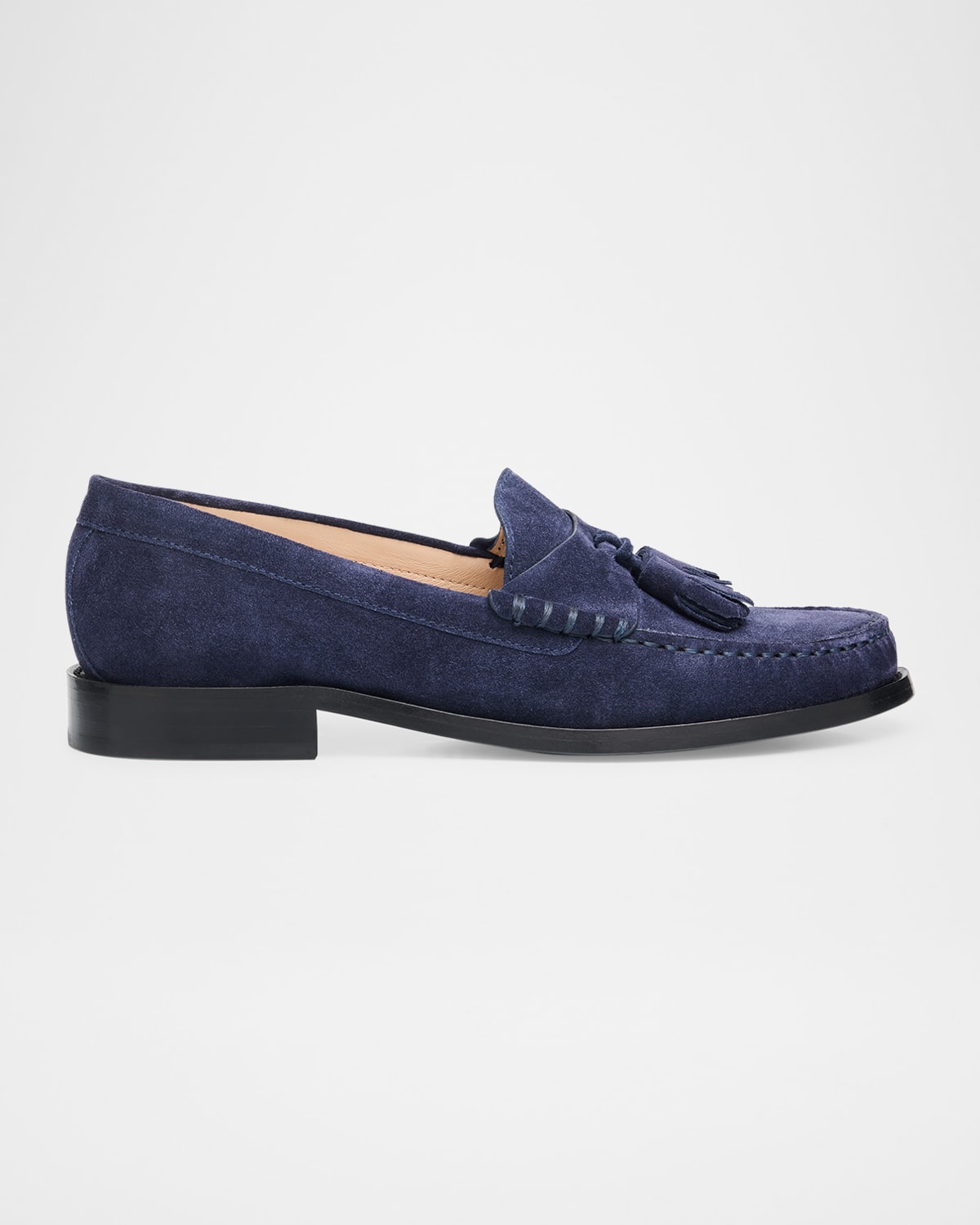 Stuart Weitzman Lottie Suede Tassel Penny Loafers In Black
