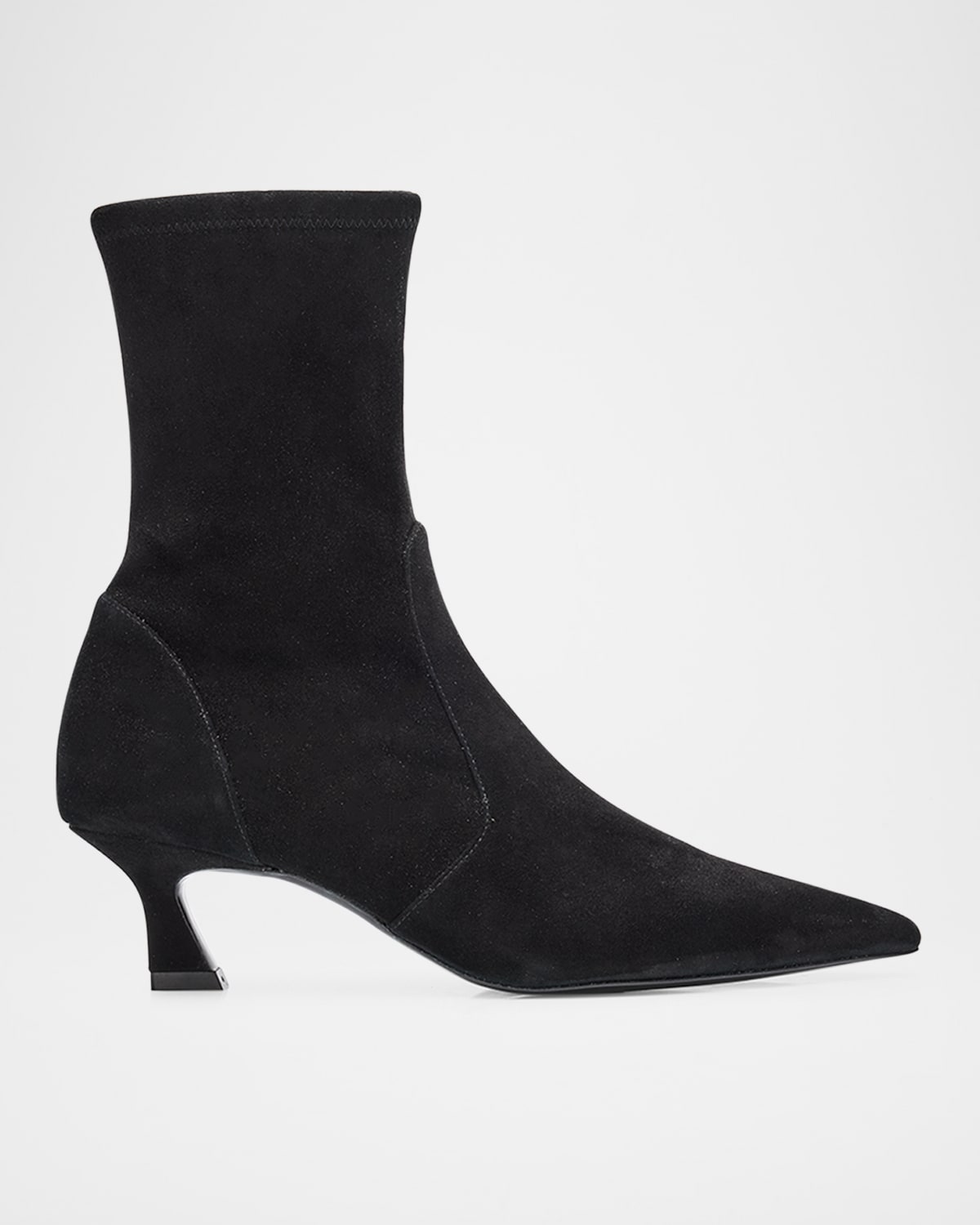 Stuart Weitzman Vinnie Stretch Leather Booties In Black