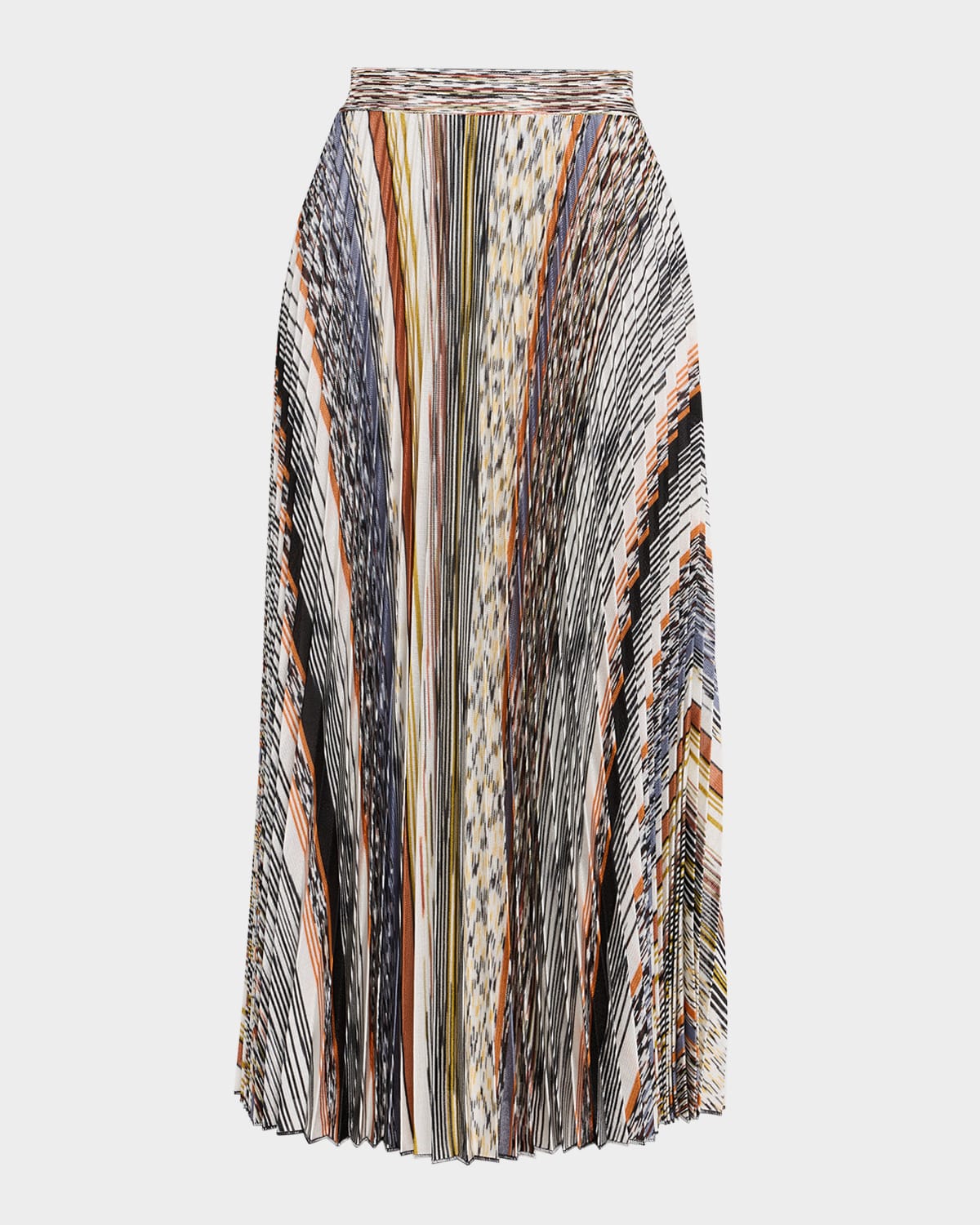 Missoni Striped Pleated Knit Midi Skirt