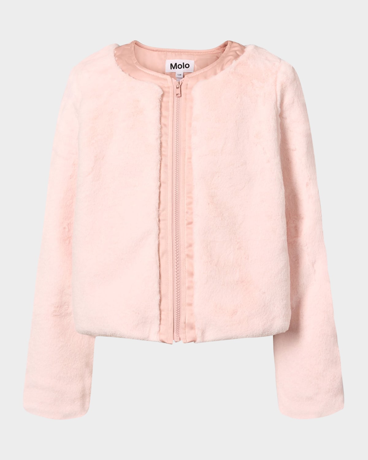 Molo Girl's Helen Faux Fur Jacket In Pink