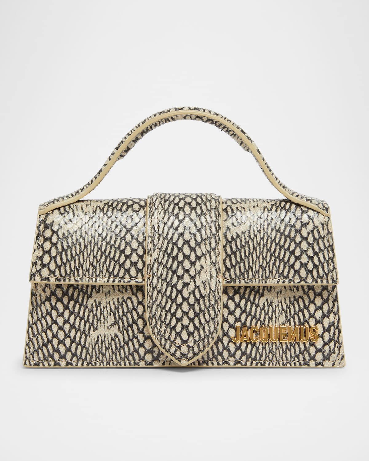 Jacquemus Le Bambino Snakeskin Leather Crossbody Bag In Sand