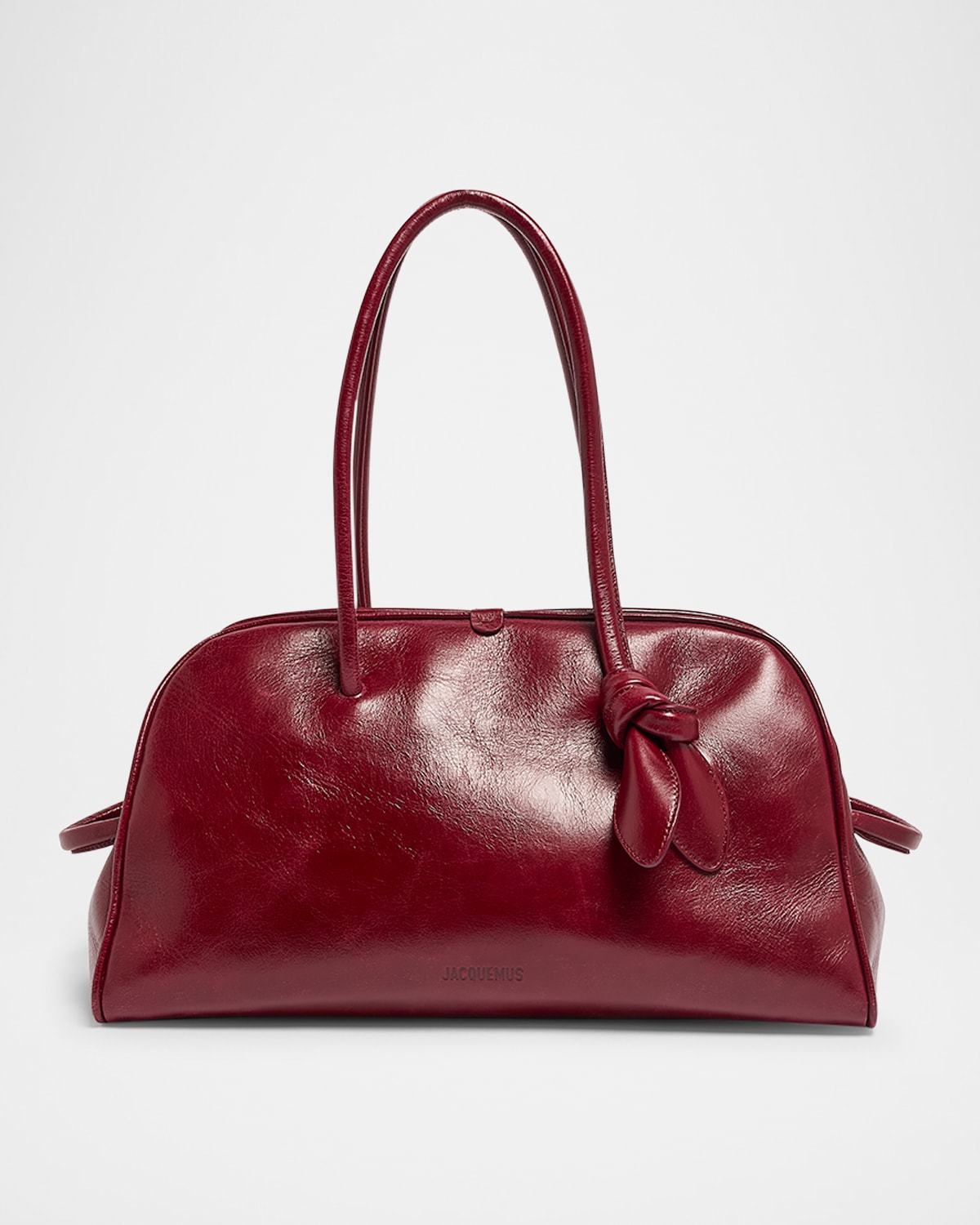 Jacquemus Le Petit Turismo Leather Top Handle Bowling Bag In Burgundy