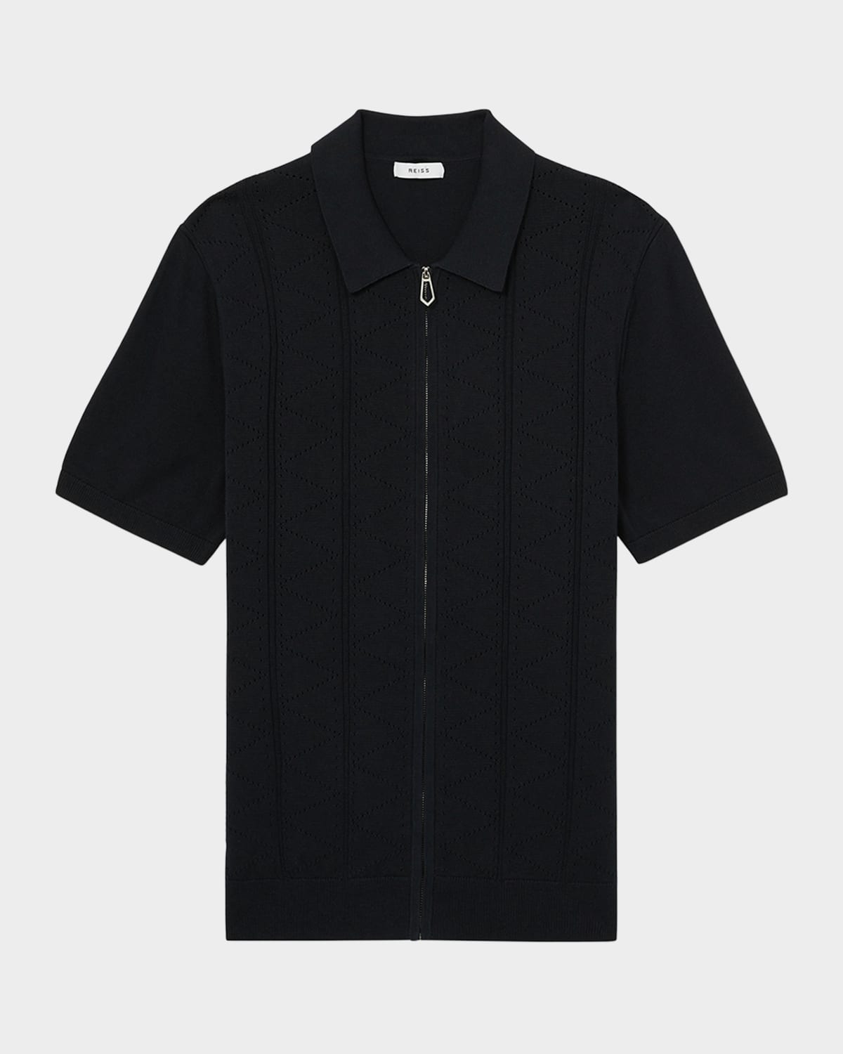 Men's Tay Pointelle Knit Full-Zip Polo Shirt