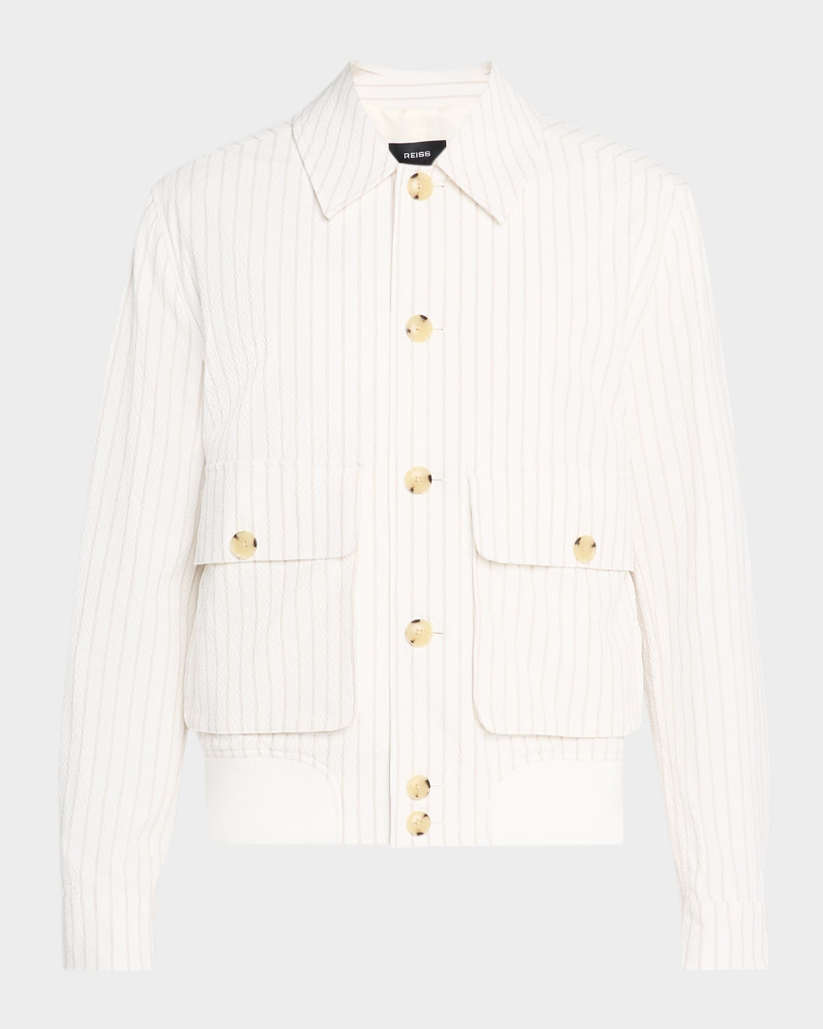 Men's Easton Cotton-Blend Pinstripe Harrington Jacket