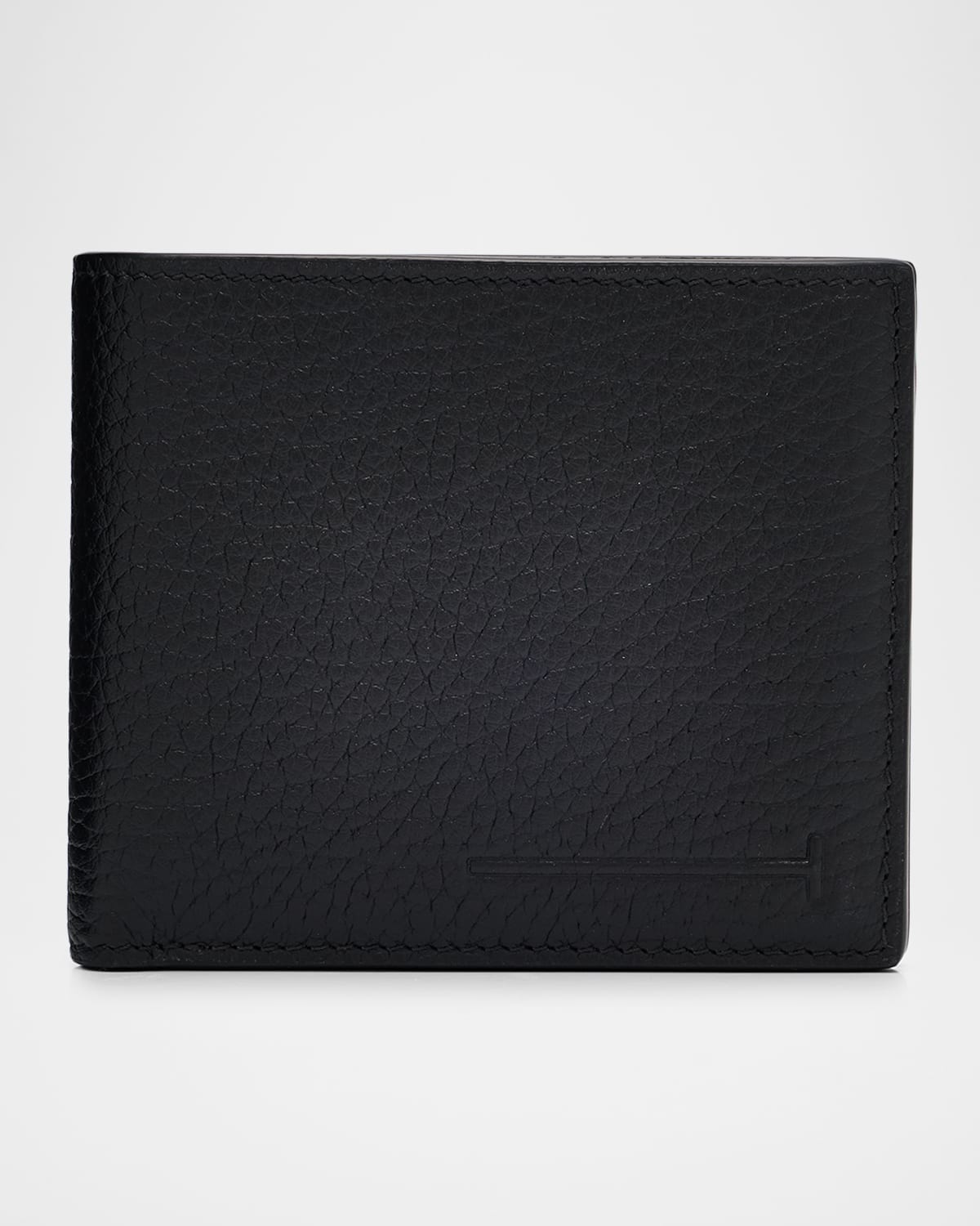 Tom Ford Men's Leather Elongated T Line Bifold Wallet In Black