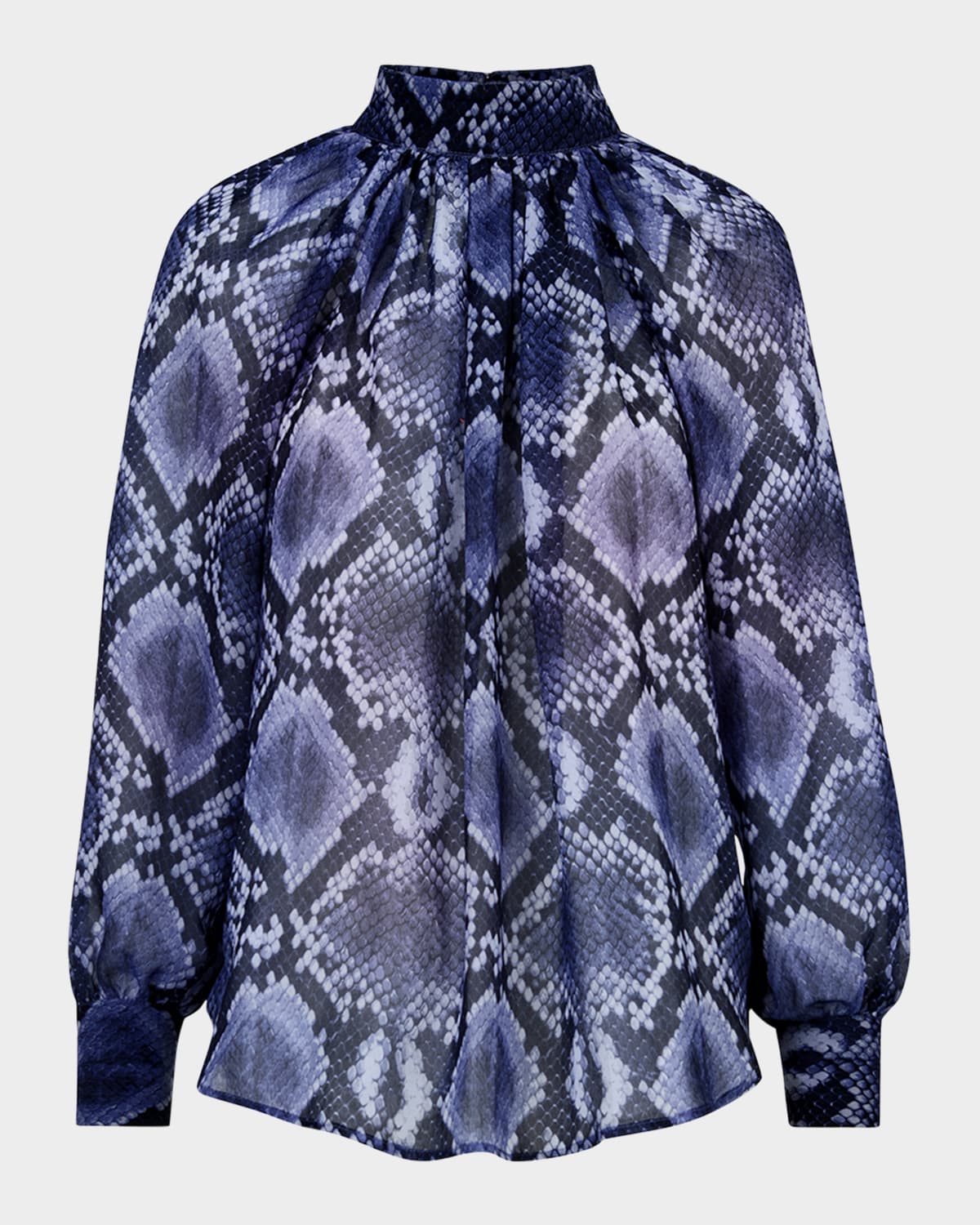 Smythe Kitten Snake Chiffon Blouse In Blue