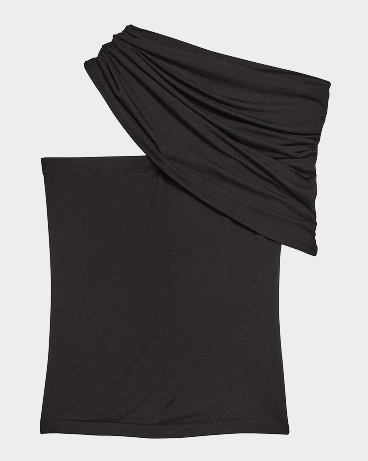 Helmut Lang Cloud Jersey Asymmetric Sash Top In Black