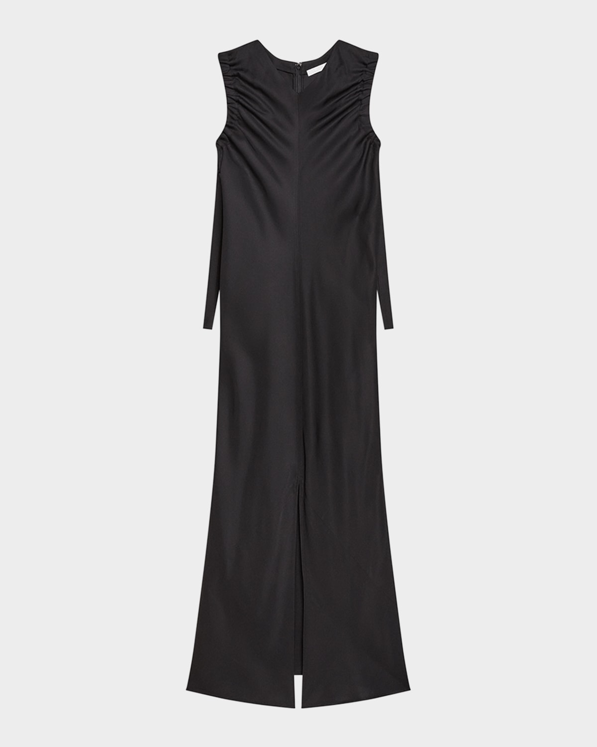 Helmut Lang Ruched Sleeveless Maxi Dress In Gray