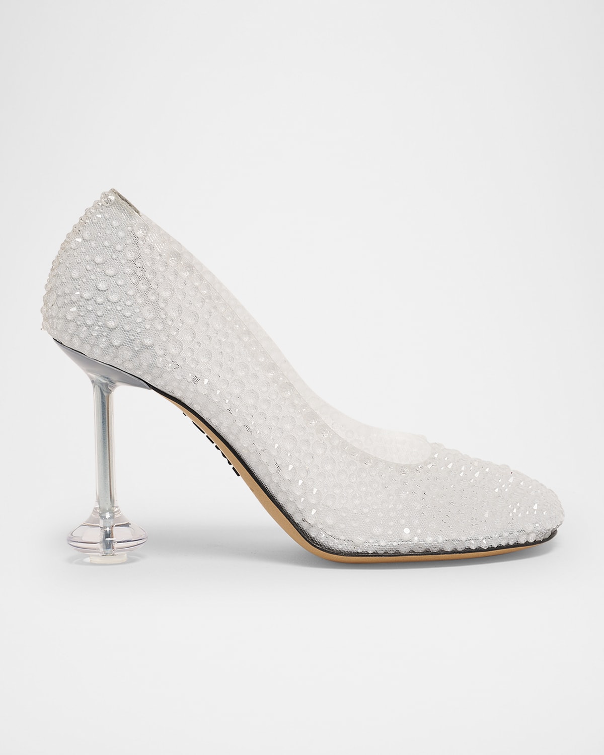Loewe Toy Crystal-embellished Mesh Pumps In White