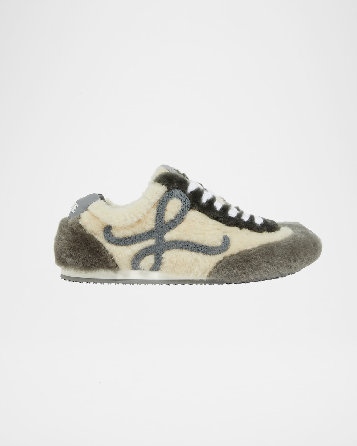 Loewe Two-tone Shearling Ballet Runner 2.0 Sneakers In Gray